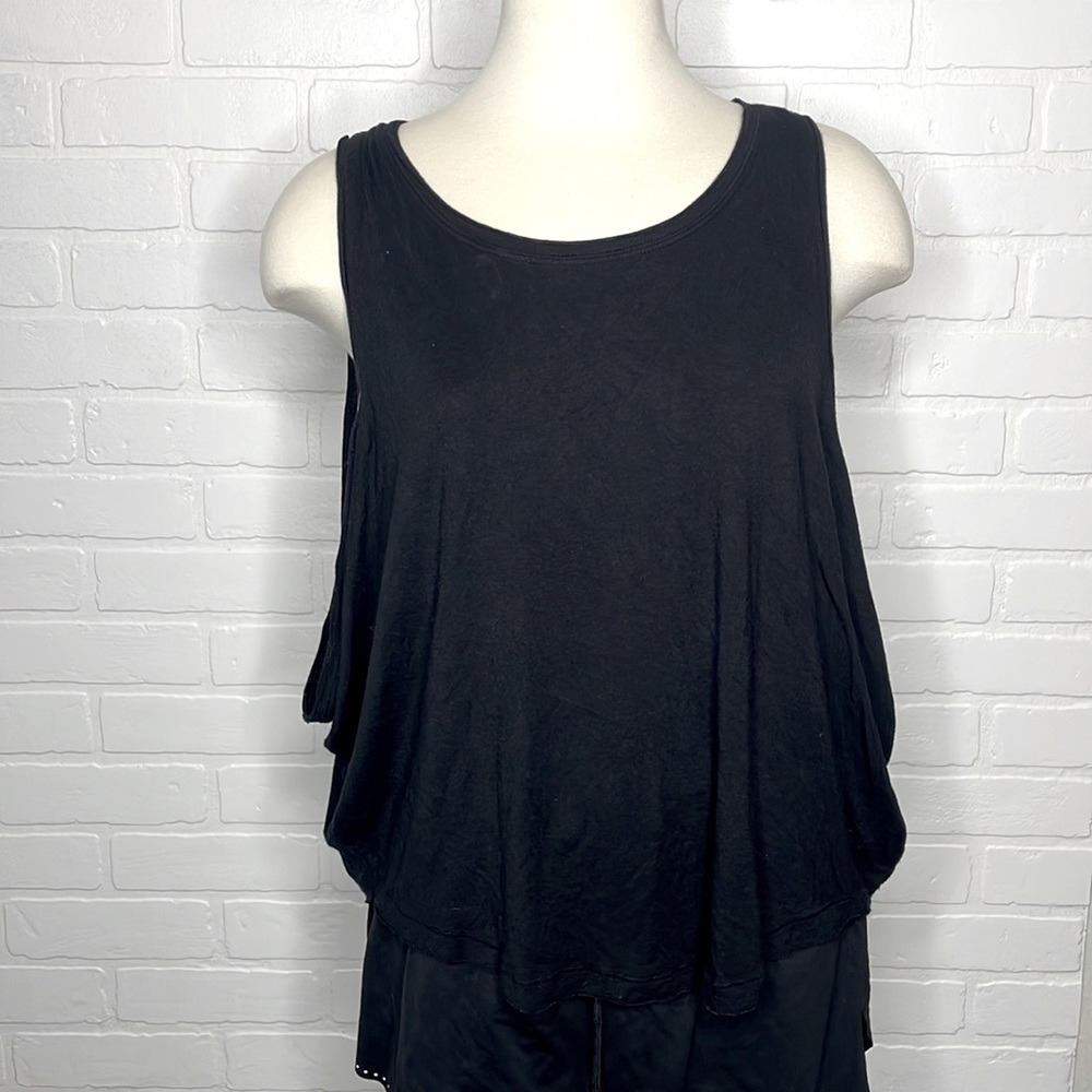 We The Free Black Raw Hem Tank Top Size Small